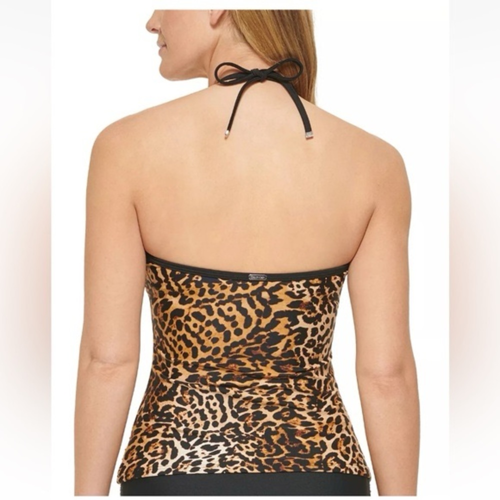 Calvin Klein Women's Animal-Print Bandeau Halter Tankini Top - Jaguar 🐆 NWT - Picture 2 of 6